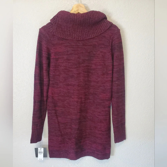 💚5/$25 NWT IZ Byer Cowel Neck Asymmetrical Zipper Long Tunic Sweater Mini Dress - Picture 5 of 6